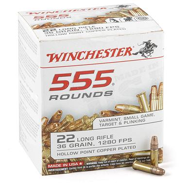 555 rounds Winchester® USA White Box .22LR 36 Grain HPCP Ammo